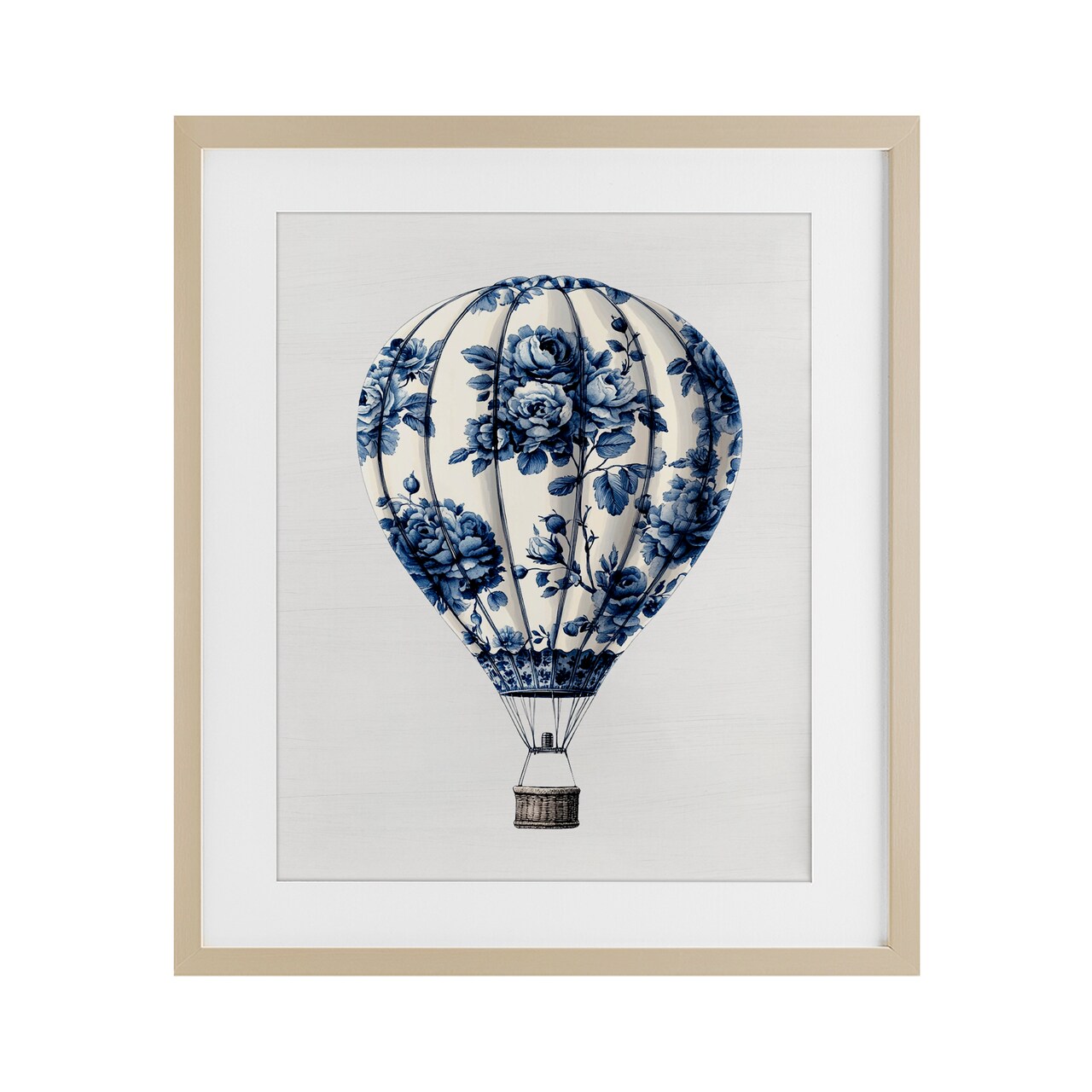 Stupell Industries Vintage Toile Hot Air Balloon Framed Print Under Glass, design by Lettered and Lined